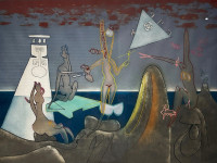 Roberto Matta, L'arc obscur des heures 4 a.m., aguafuerte y aguatinta, 50 x 70 cm.